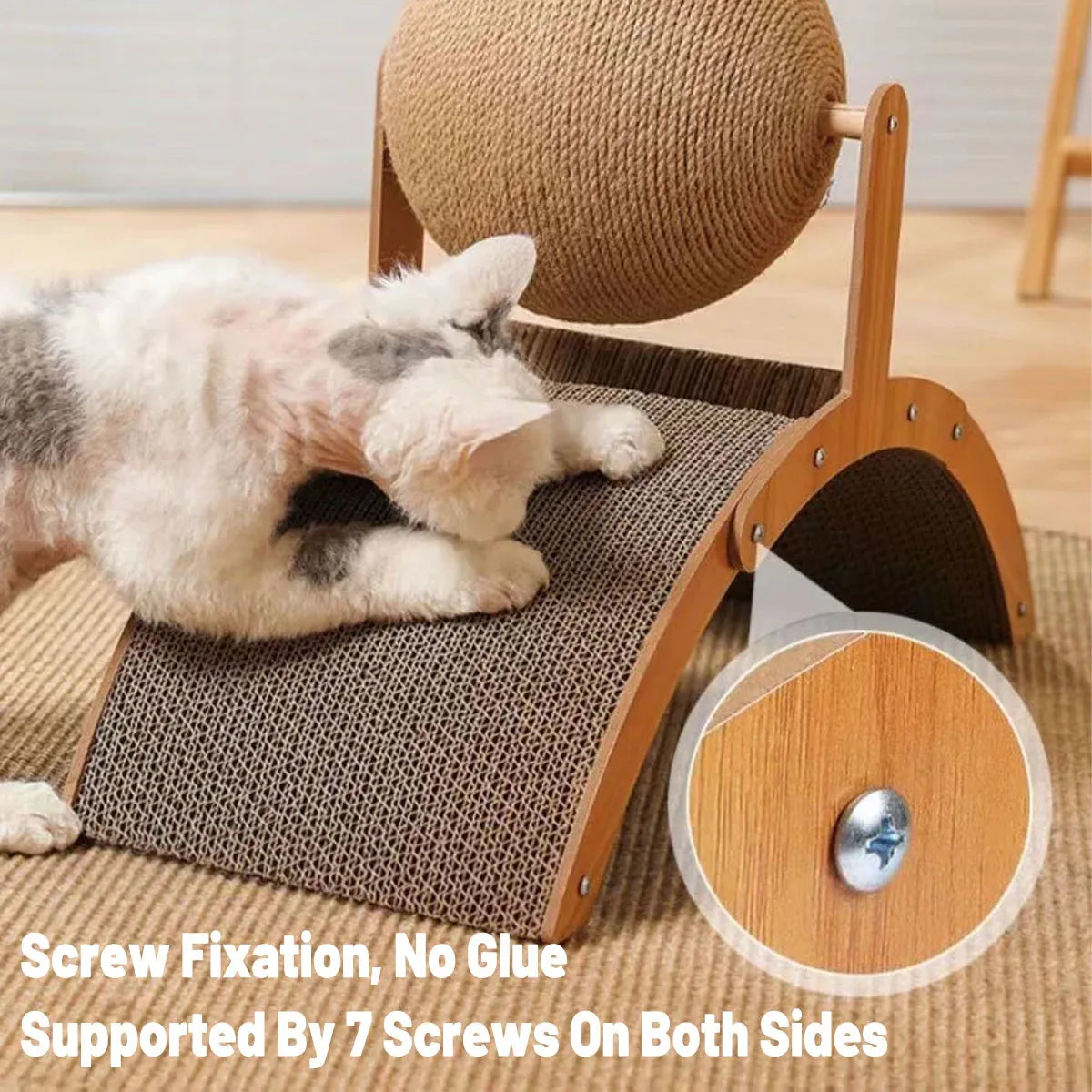 Arched Cat Scratching Bridge with Sisal Ball - 55 cm
