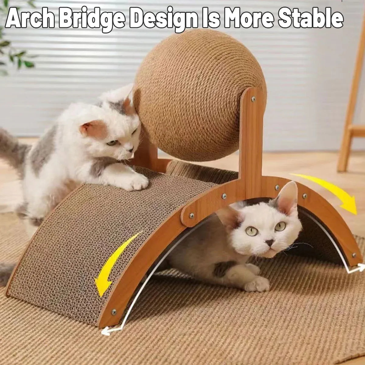 Arched Cat Scratching Bridge with Sisal Ball - 55 cm