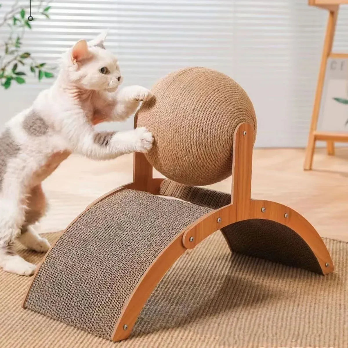 Arched Cat Scratching Bridge with Sisal Ball - 55 cm
