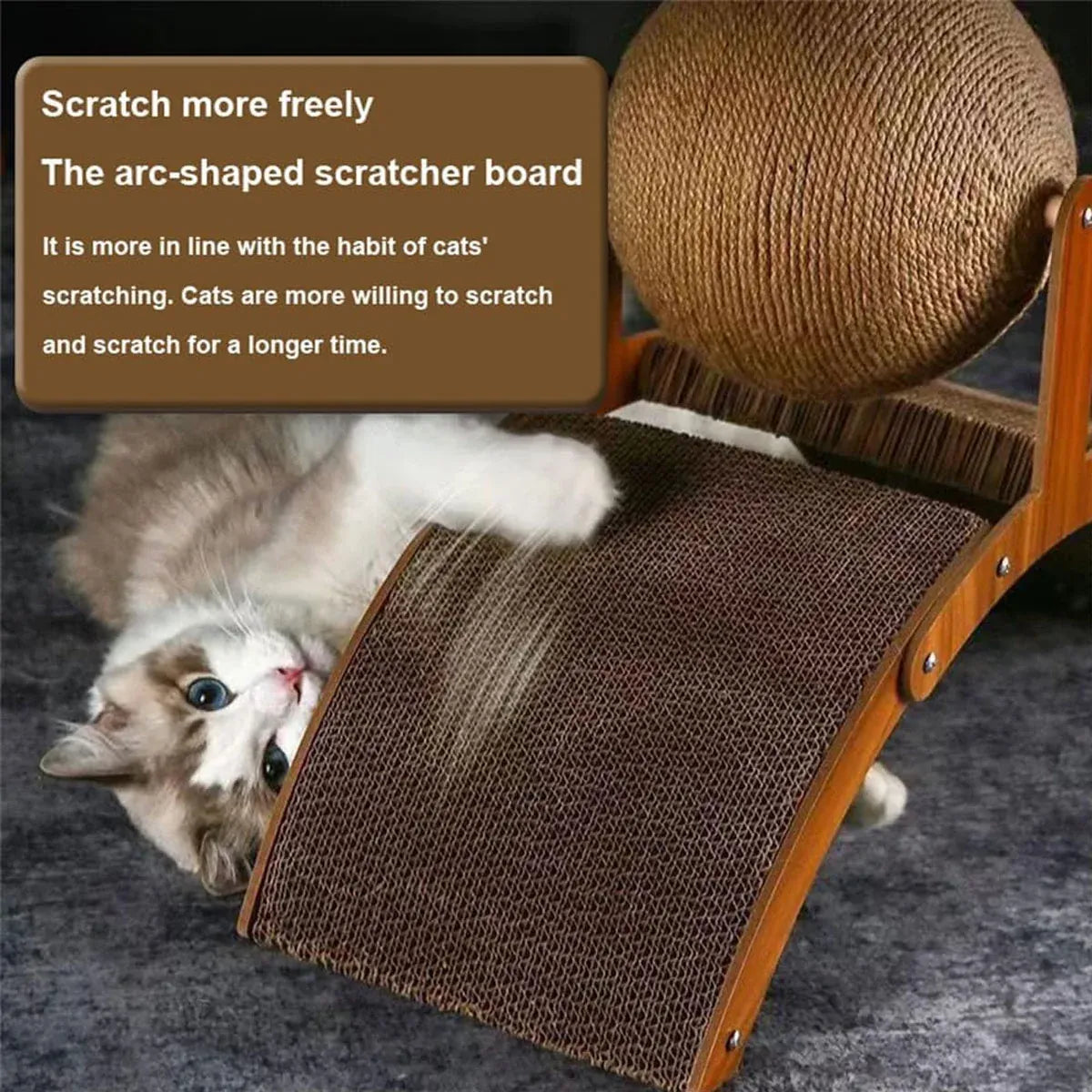 Arched Cat Scratching Bridge with Sisal Ball - 55 cm