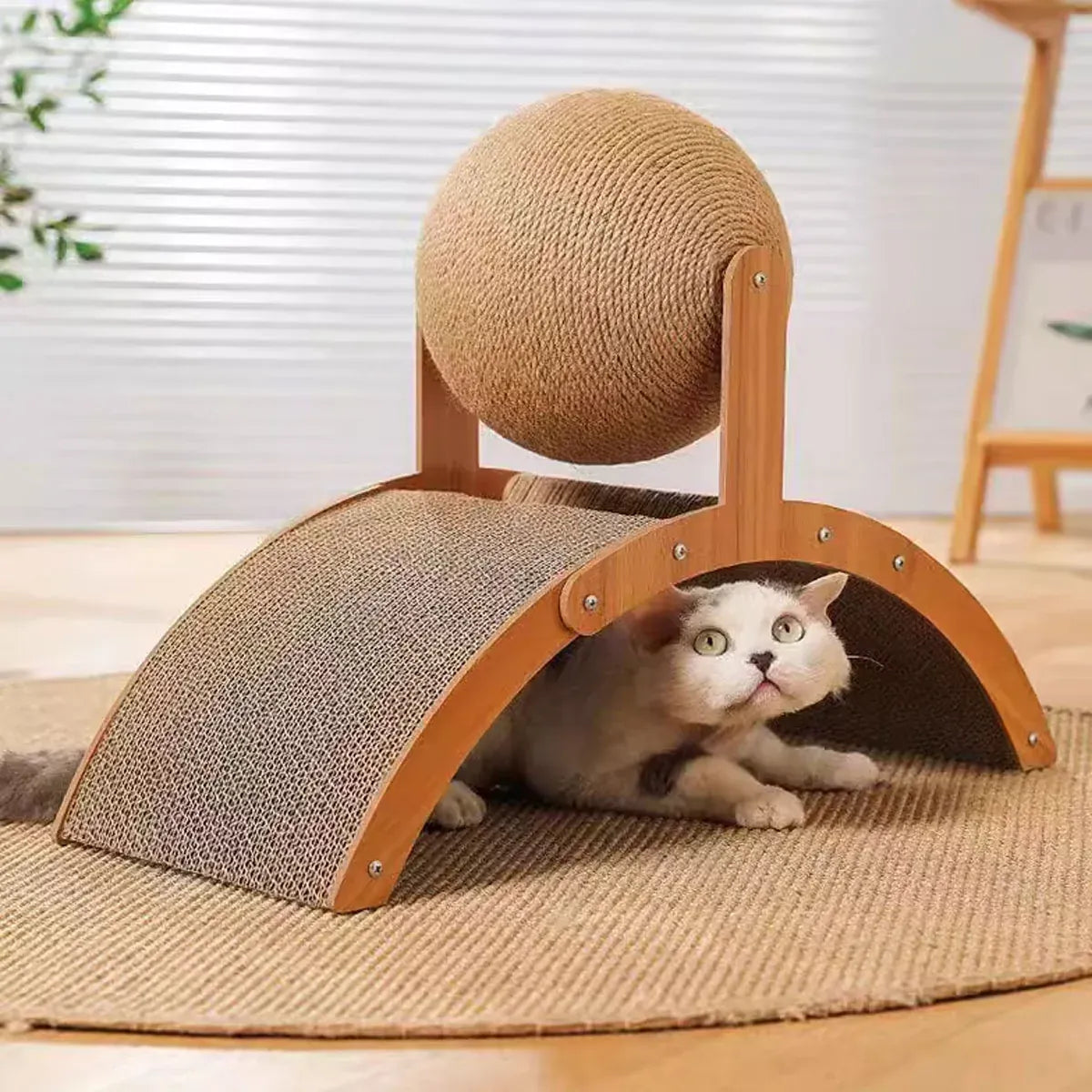 Arched Cat Scratching Bridge with Sisal Ball - 55 cm