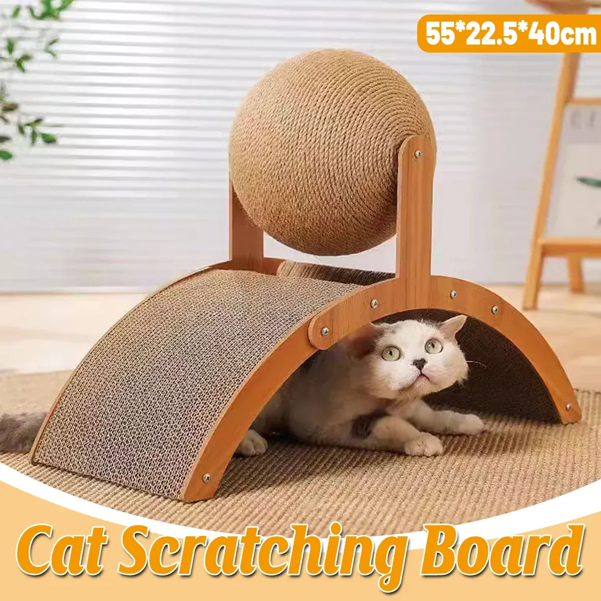 Arched Cat Scratching Bridge with Sisal Ball - 55 cm