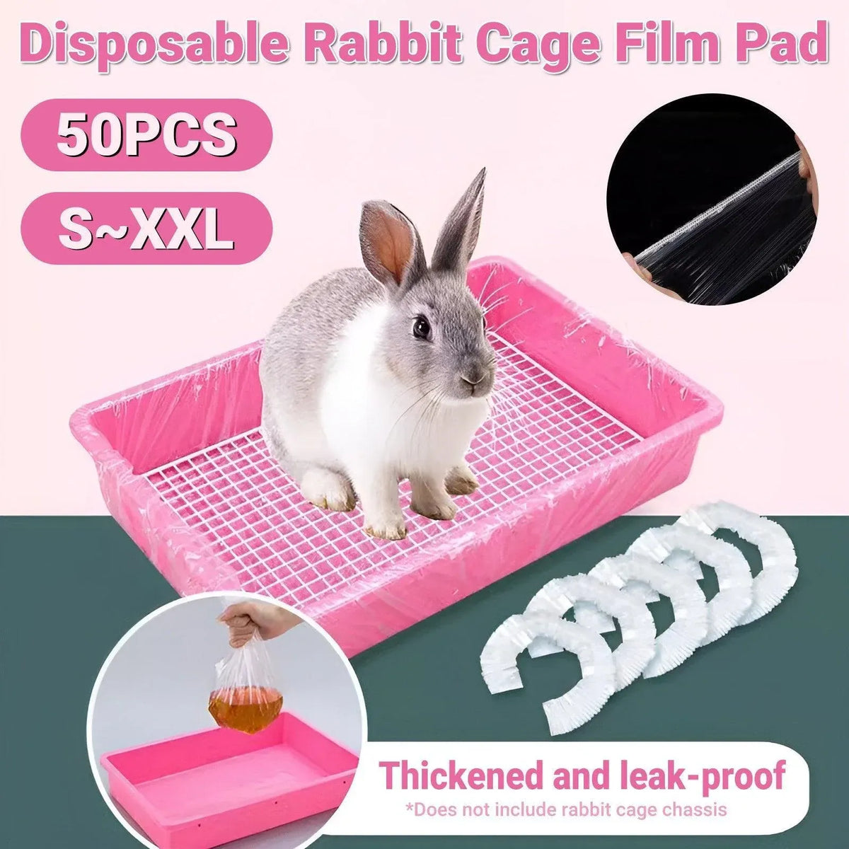 Disposable Rabbit & Small Pet Cage Tray Liners, 50-Pack - Small
