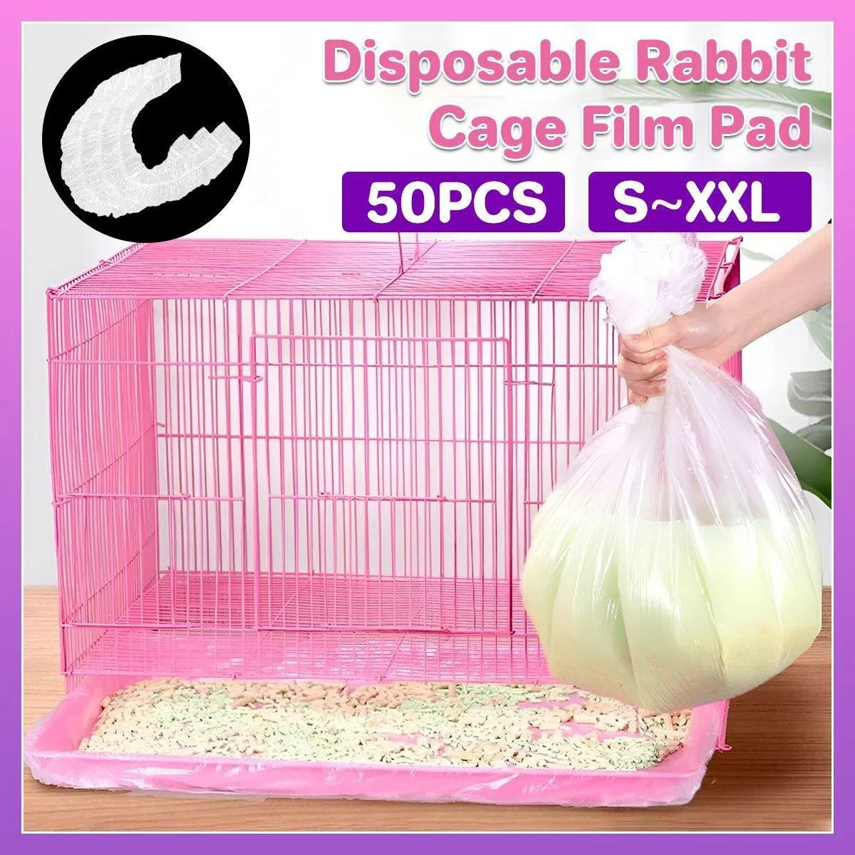 Disposable Small Pet Cage Tray Liners, XXL, 90 × 60 cm, 50-Pack