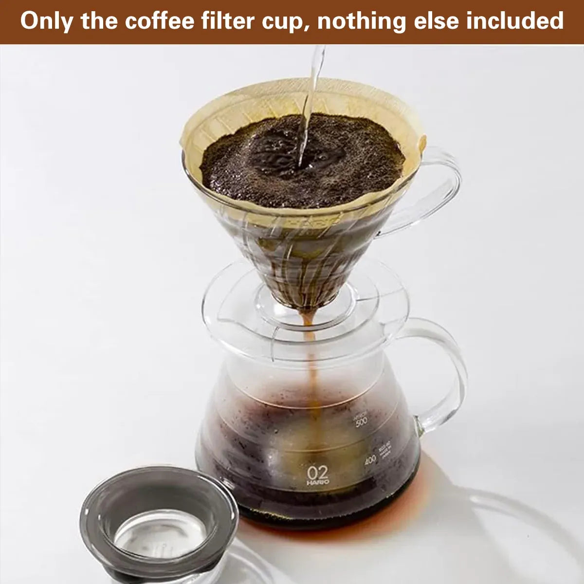 Household Hand Drip Coffee Filter Cup Reusable Plastic Cone Shaped HeatResistant - Transparent