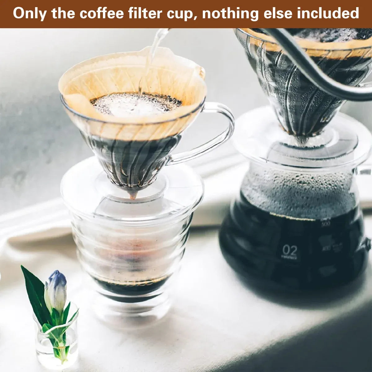 Household Hand Drip Coffee Filter Cup Reusable Plastic Cone Shaped HeatResistant - Transparent