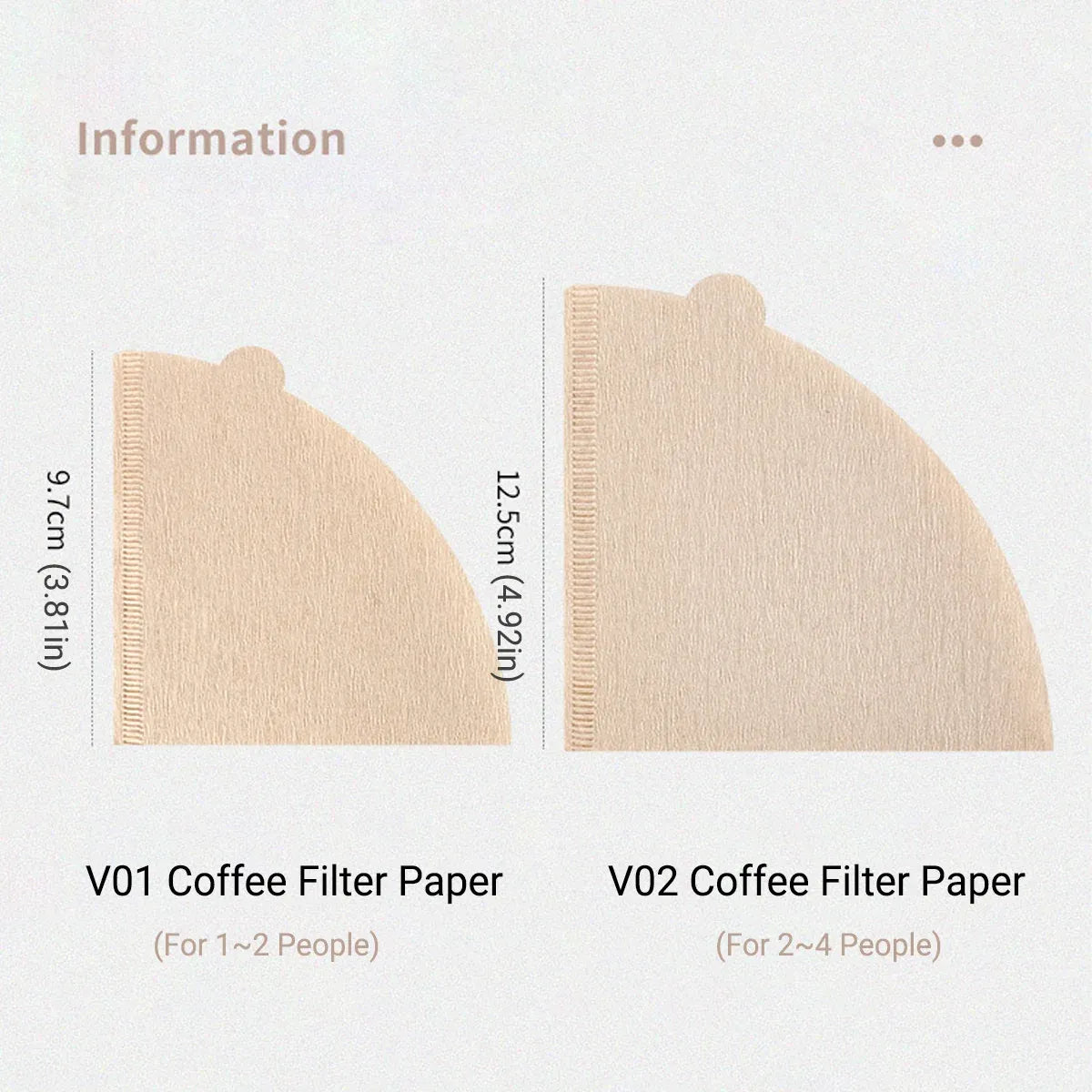 100-Pack V01 Cone Coffee Filter Papers for Pour-Over Brewing