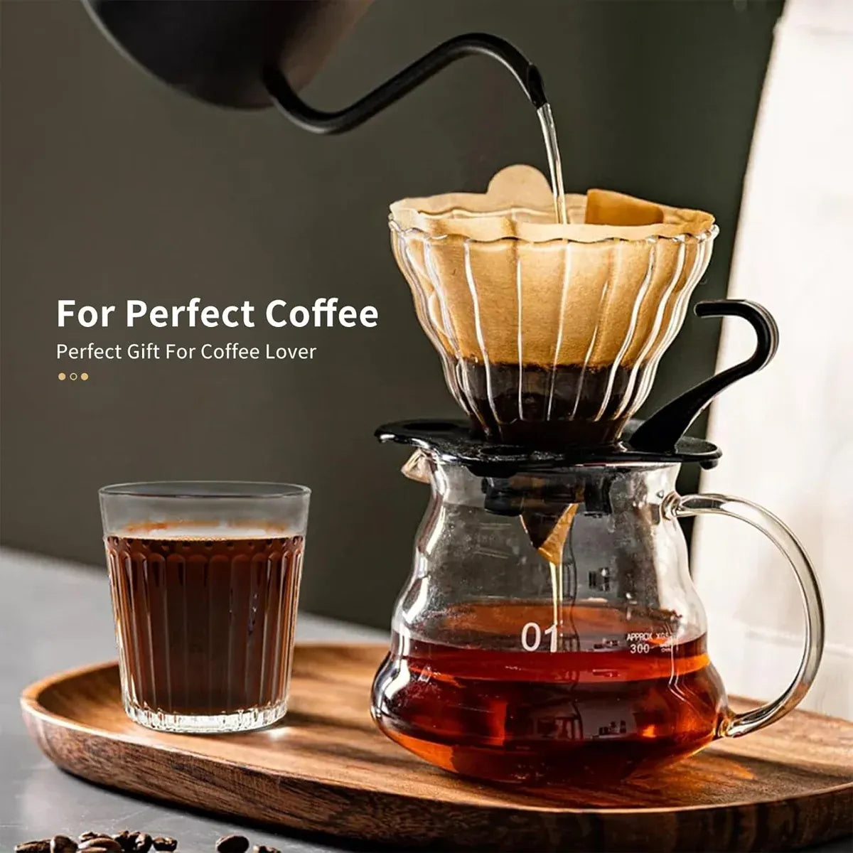 100-Pack V01 Cone Coffee Filter Papers for Pour-Over Brewing