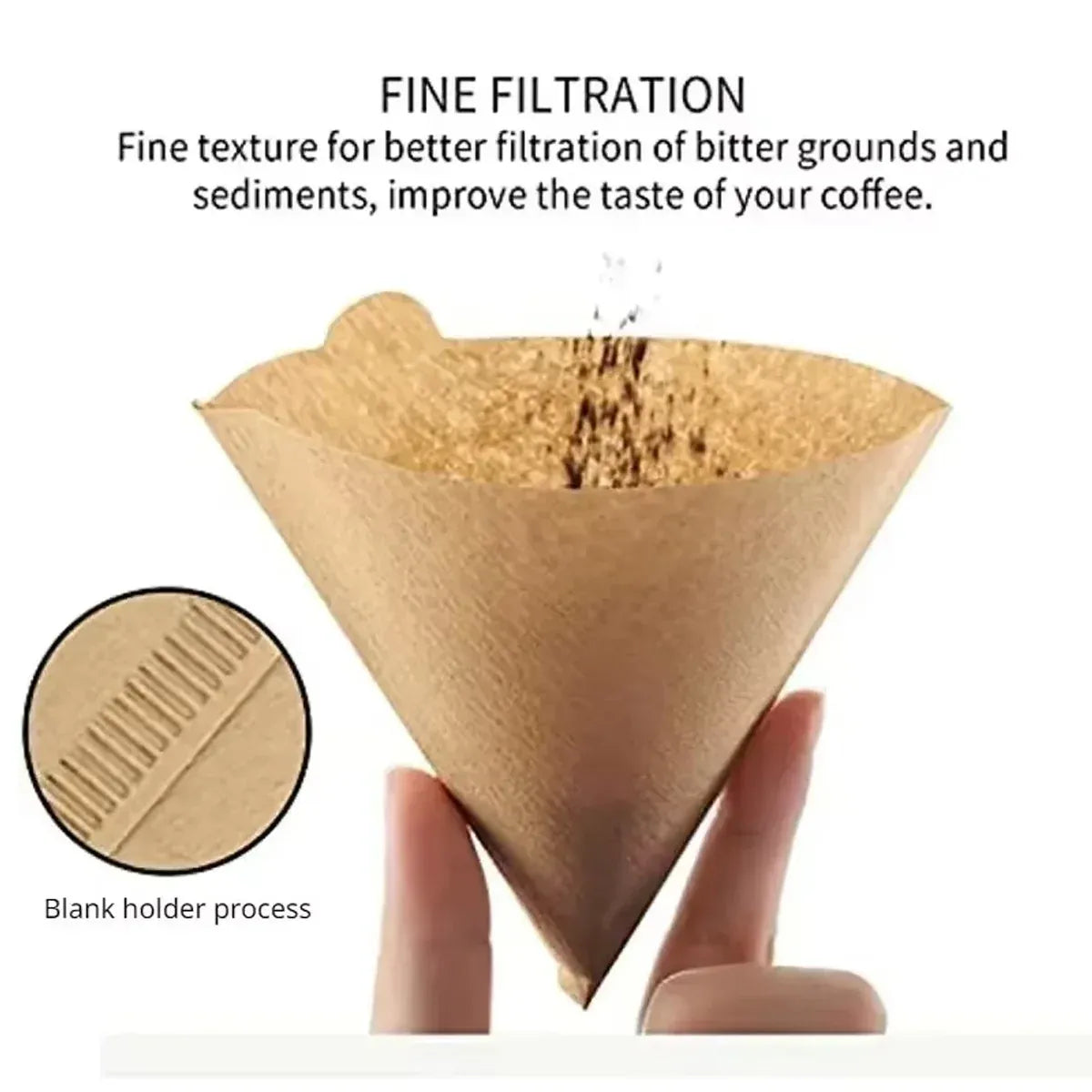 100-Pack V01 Cone Coffee Filter Papers for Pour-Over Brewing