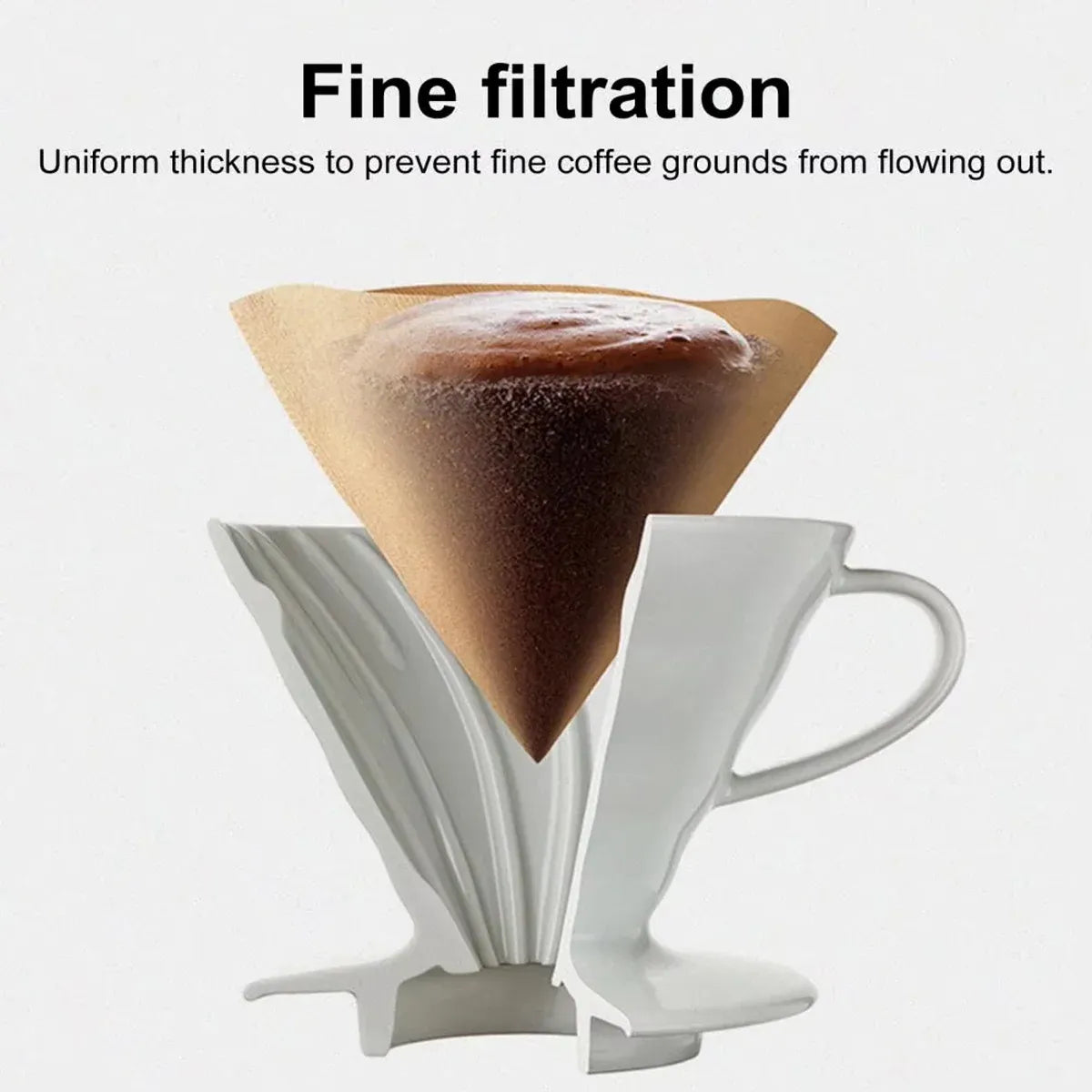 100-Pack V01 Cone Coffee Filter Papers for Pour-Over Brewing