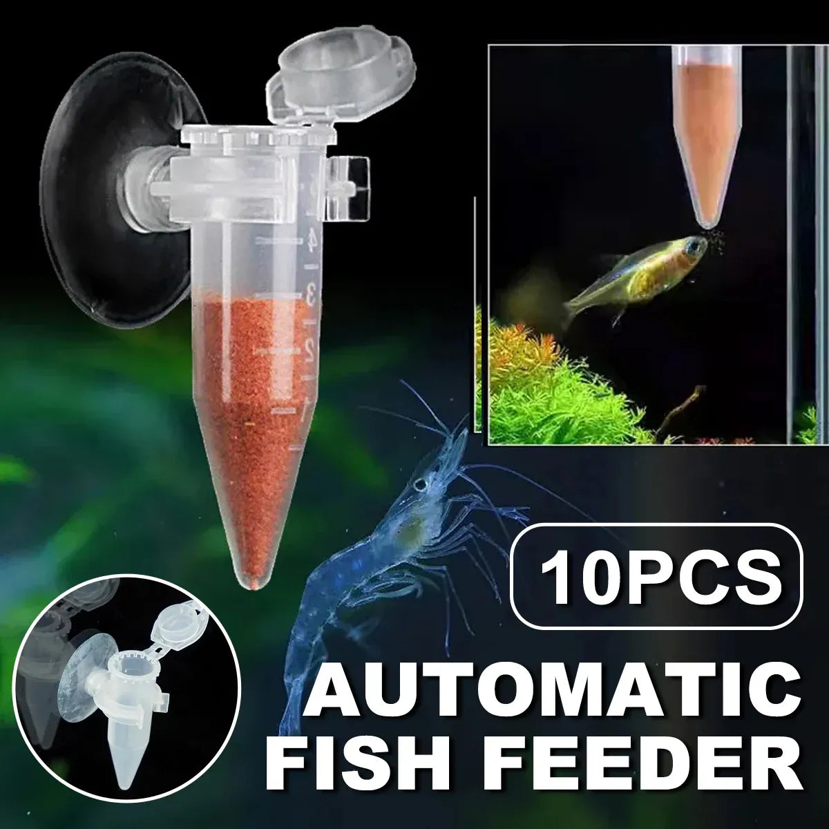 Suction-Mount Brine Shrimp Feeding Cups - 10-Pack, 6 cm
