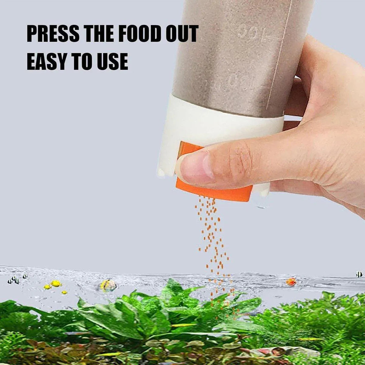 Manual Push-Dispensing Fish Food Storage Bottles - 2 × 150 mL