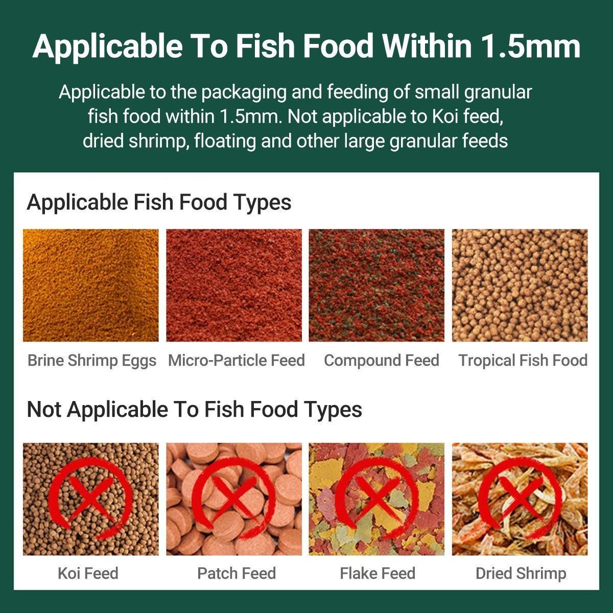 Manual Push-Dispensing Fish Food Storage Bottles - 2 × 150 mL