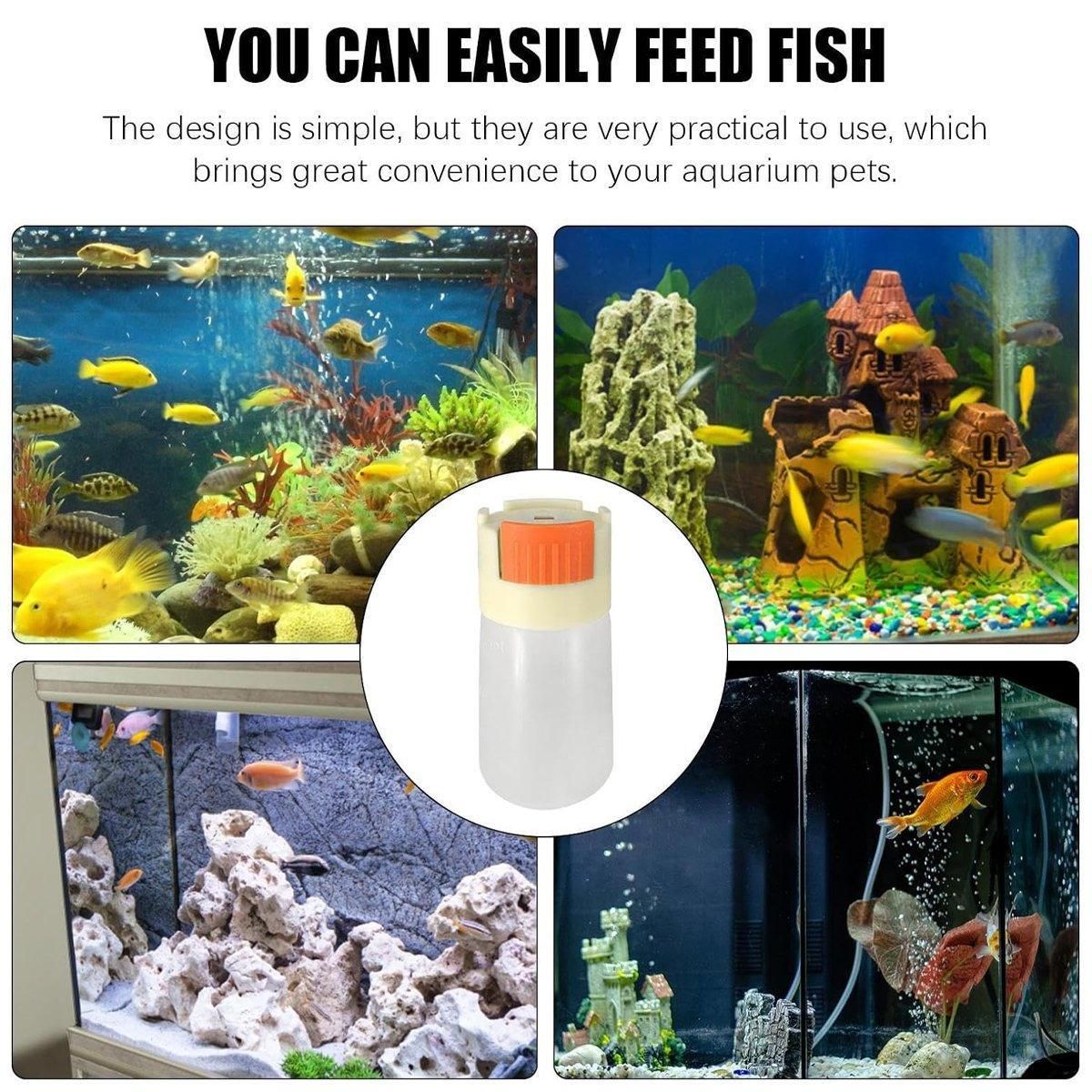 Manual Push-Dispensing Fish Food Storage Bottles - 2 × 150 mL