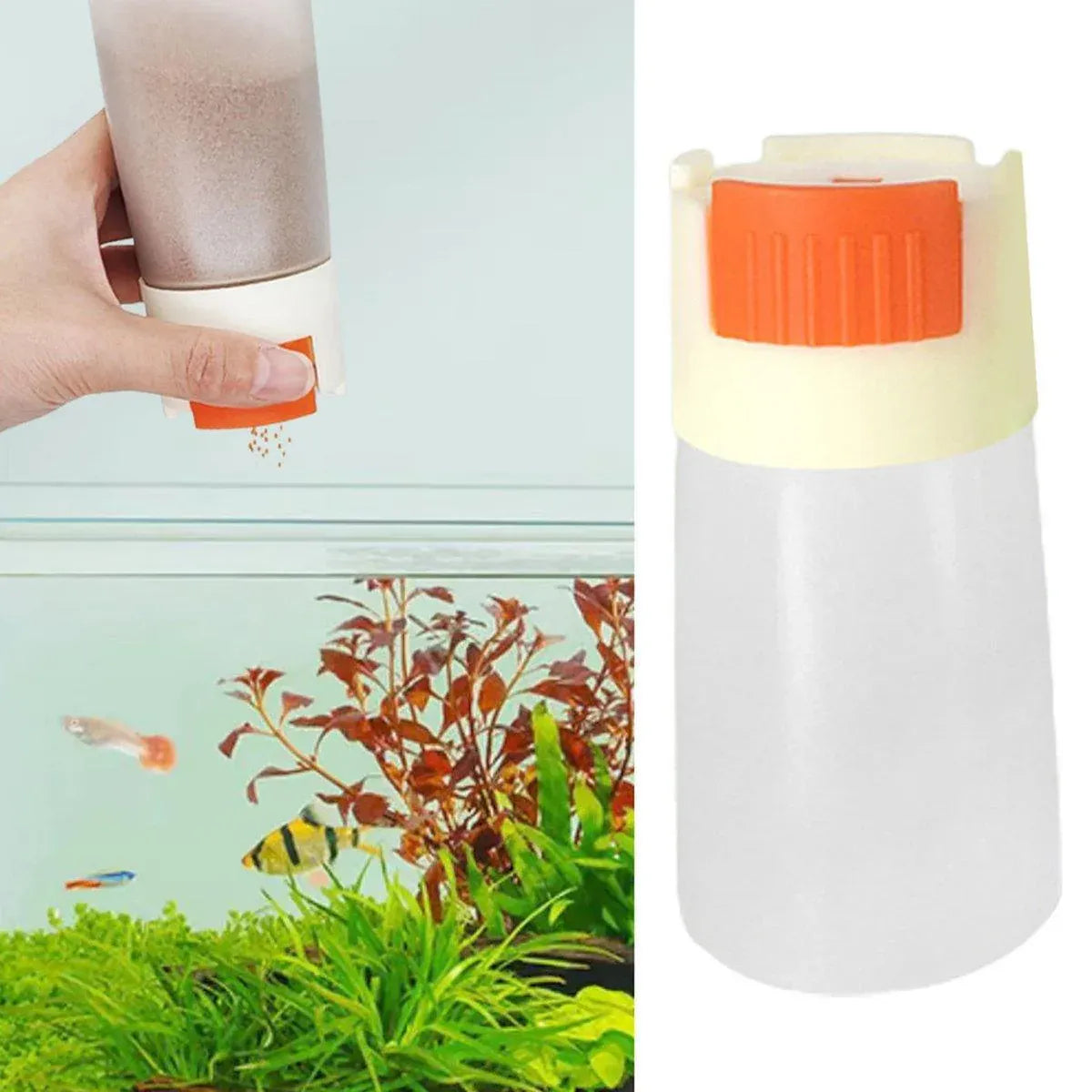 Manual Push-Dispensing Fish Food Storage Bottles - 2 × 150 mL