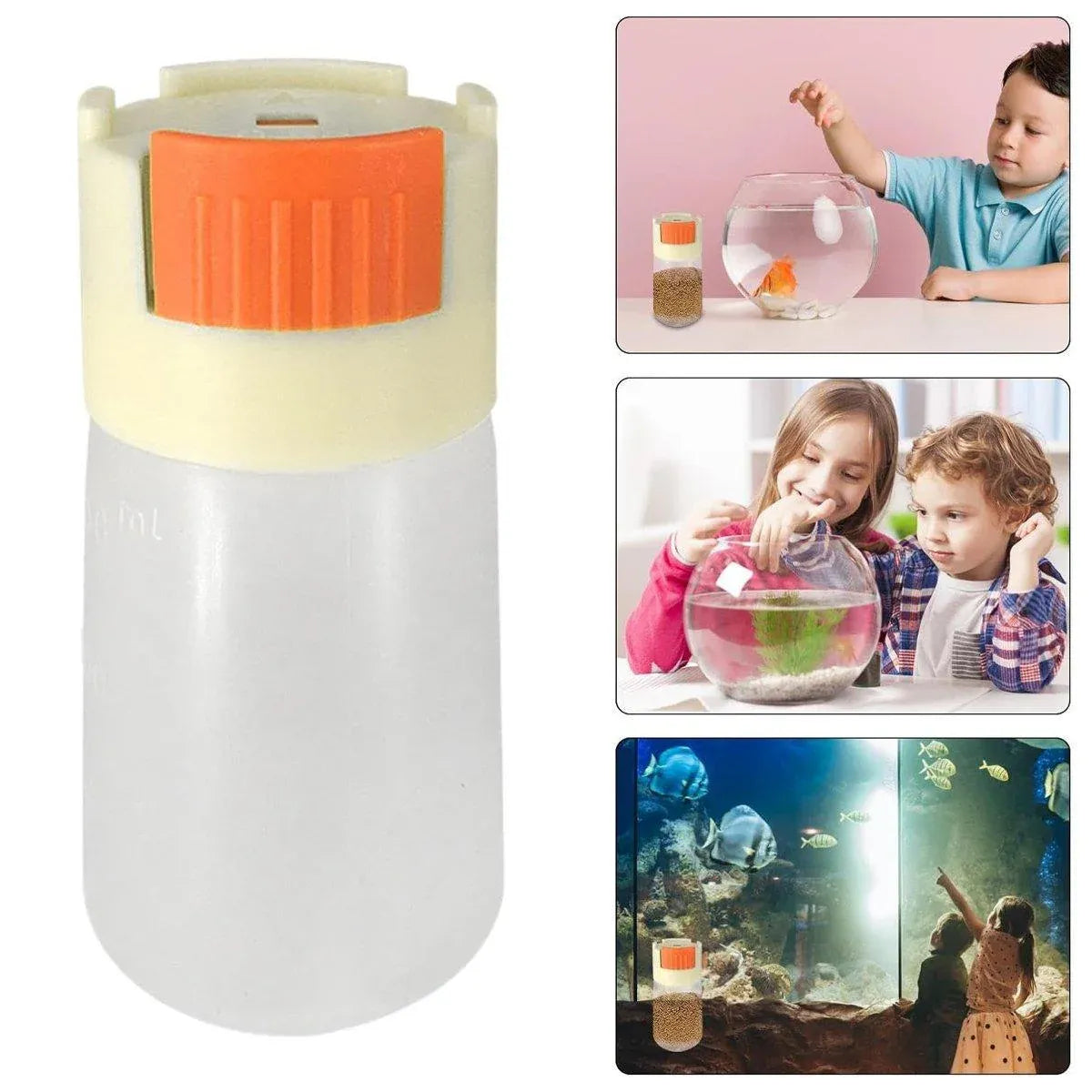 Manual Push-Dispensing Fish Food Storage Bottles - 2 × 150 mL