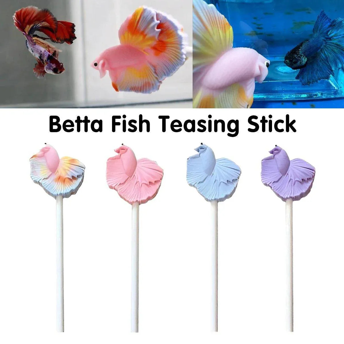 Handheld Fish-Shaped Aquarium Teaser Stick - Colourful