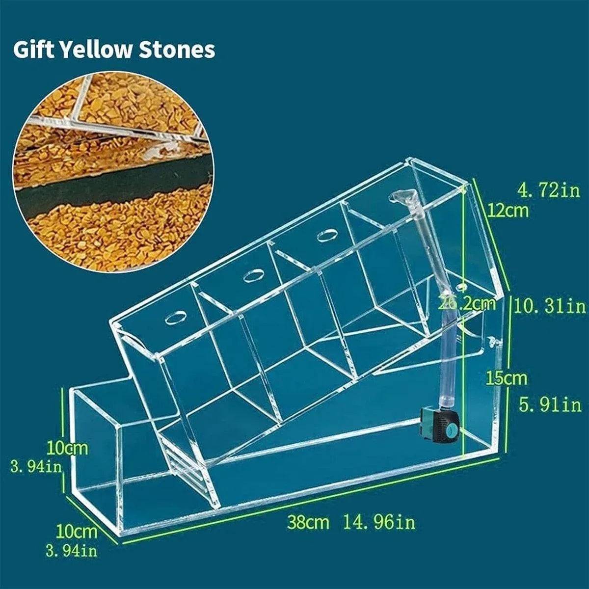 Desktop Acrylic Multi-Compartment Aquarium with 2.5 W Pump - 38 cm