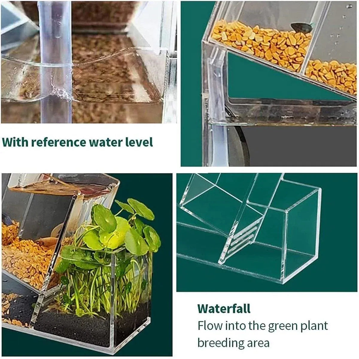 Desktop Acrylic Multi-Compartment Aquarium with 2.5 W Pump - 38 cm