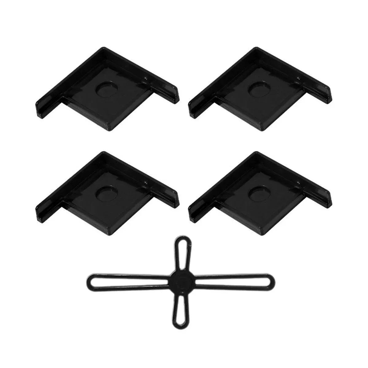 Aquarium Tank Corner & Cross Base Protectors – Black, Small, 5-Piece Set
