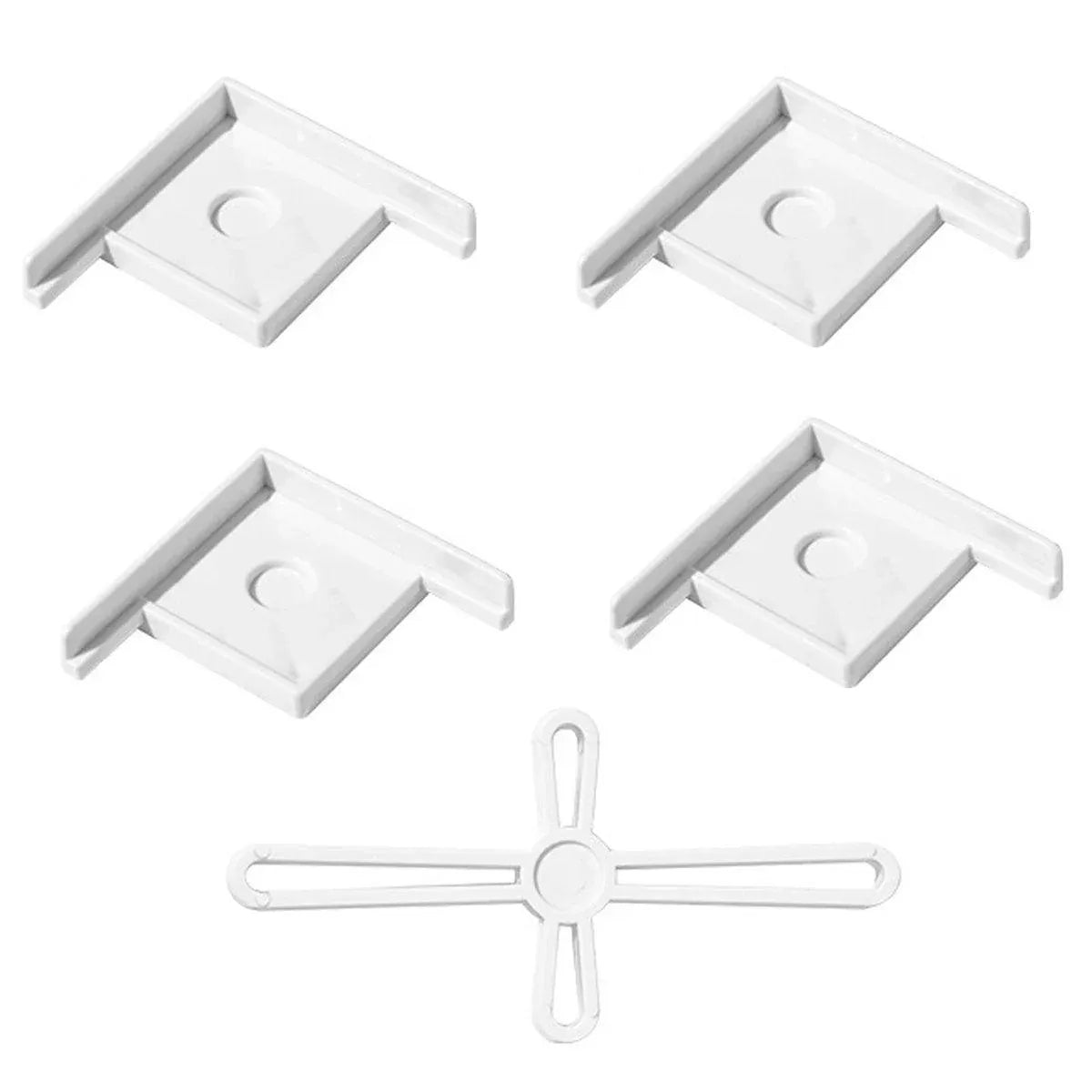 Aquarium Tank Corner & Cross Base Protectors – White, Large, 5-Piece Set