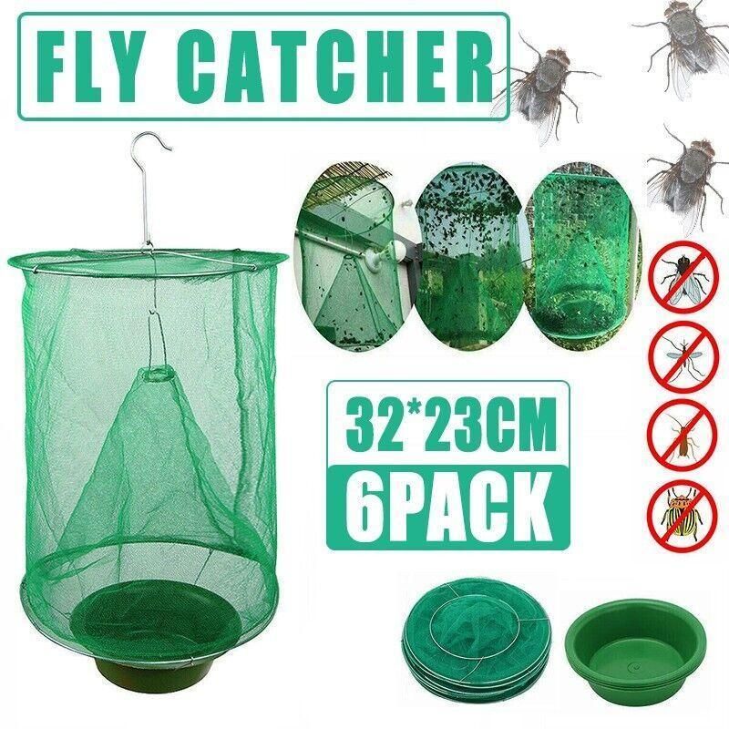 Reusable Hanging Fly Trap Net Cages, 6-Pack - Outdoor