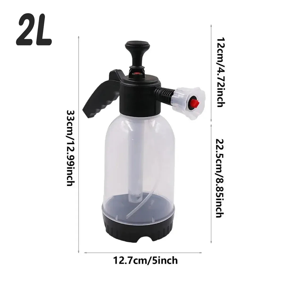 2L Car Wash Foam Sprayer Hand Held Pump Wash Spray Bottle Snow Foam Detailing - White