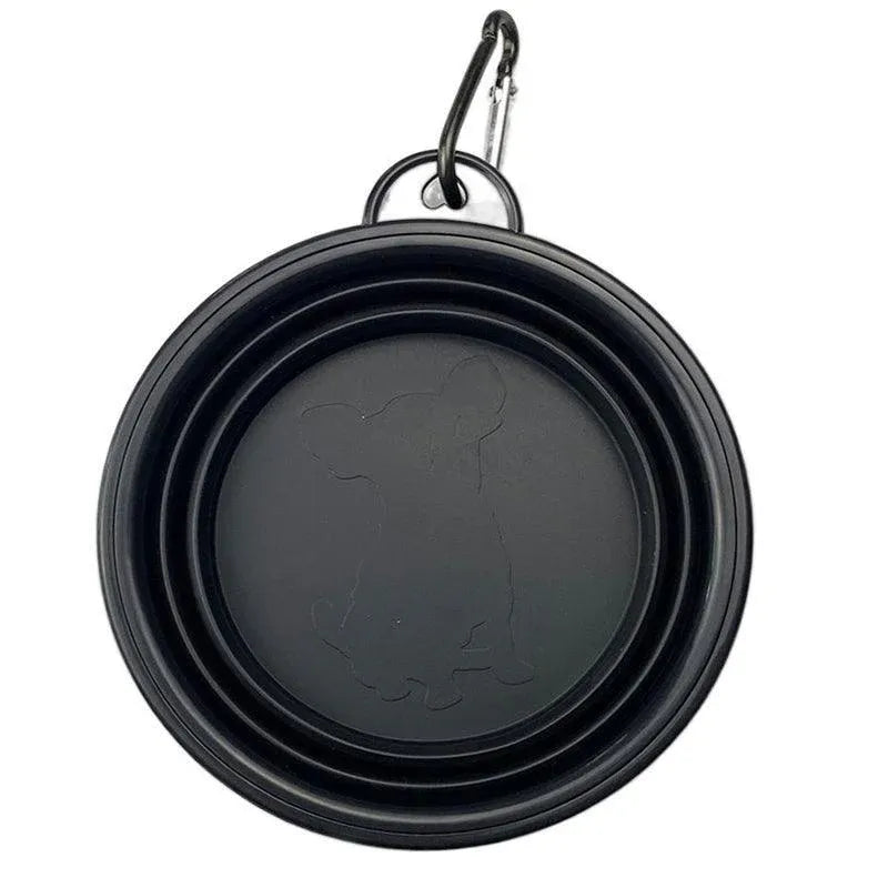 Collapsible Silicone Pet Travel Food & Water Bowl - Black