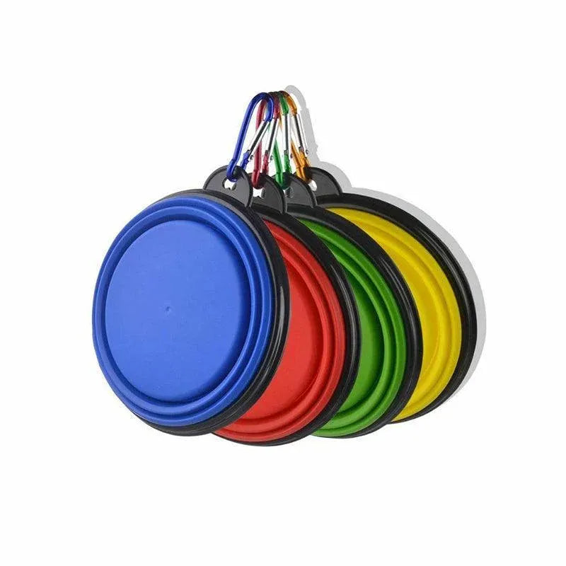 Collapsible Silicone Pet Travel Food & Water Bowl - Black