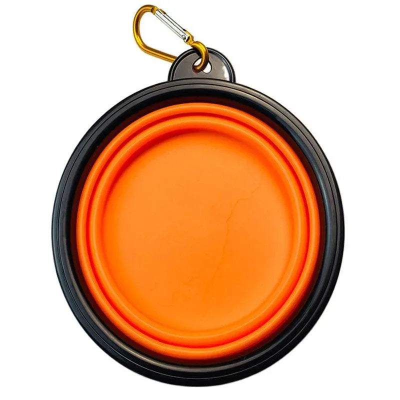 Collapsible Silicone Pet Travel Food & Water Bowl - Orange