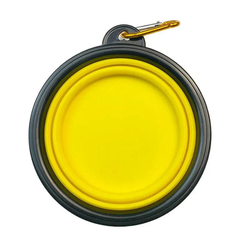 Collapsible Silicone Pet Travel Food & Water Bowl - Yellow