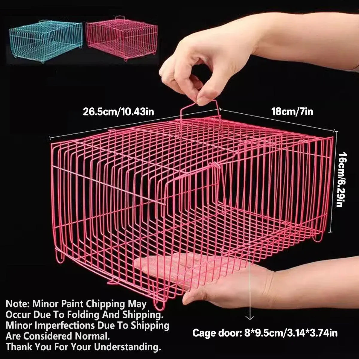 Foldable Wire Small-Pet Transport Cages – 4 Pack, Blue & Pink