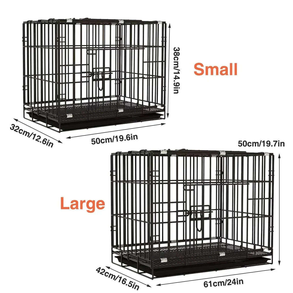 Small Folding Metal Dog Crate, Blue, 50 × 32 × 38 cm