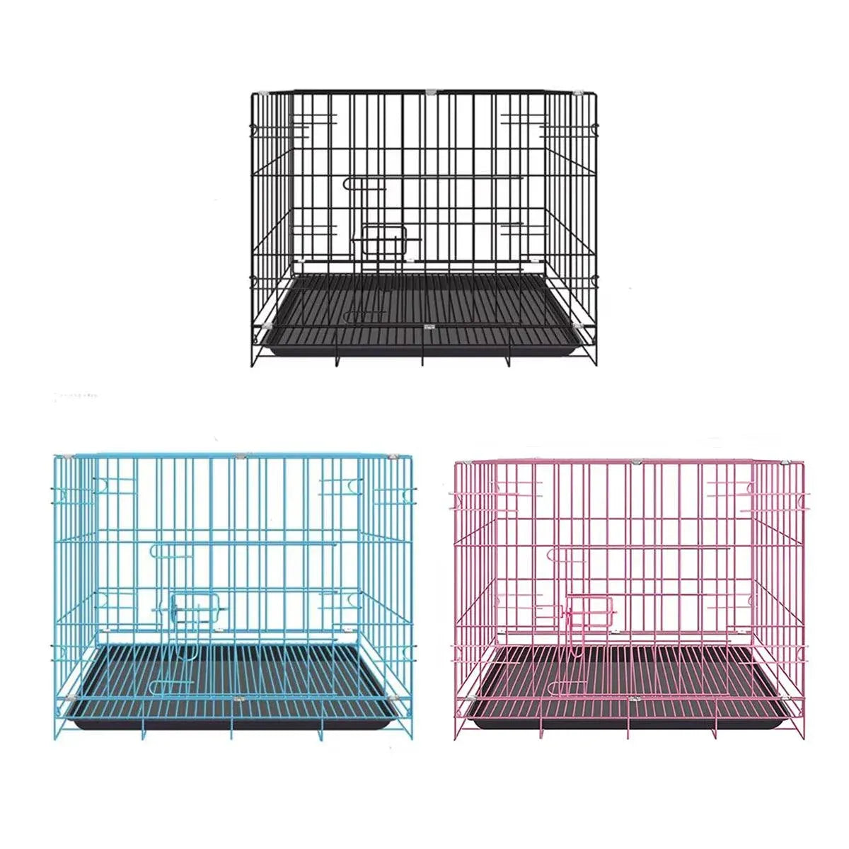 Foldable Metal Dog Crate, Blue, Large, 61 × 42 × 50 cm