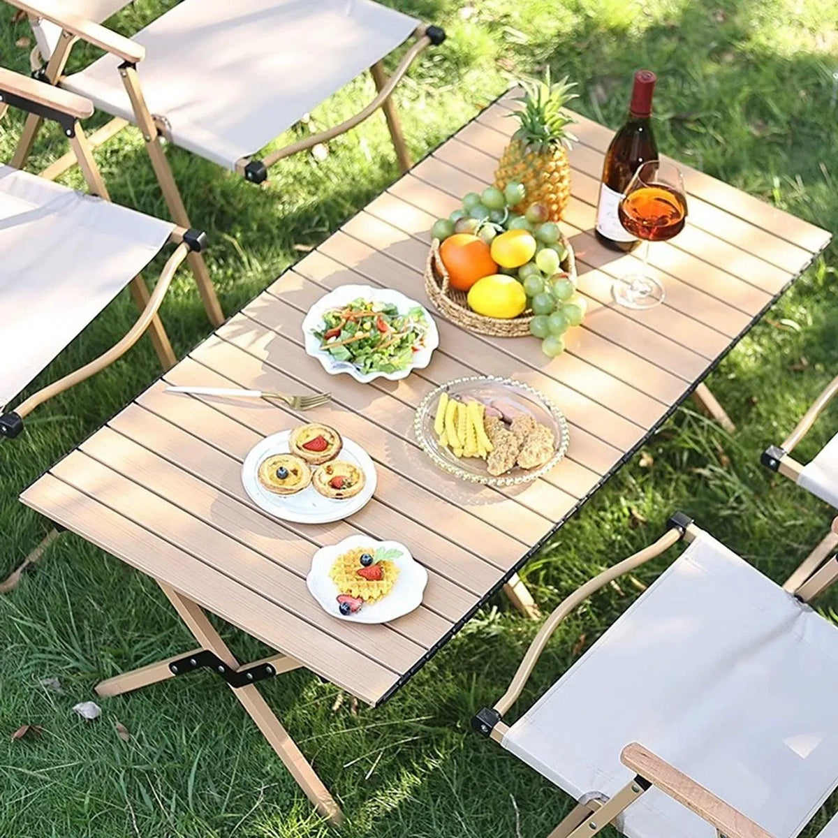 Folding Table Portable Picnic Camping Table Egg Roll Multi Function Outdoor
