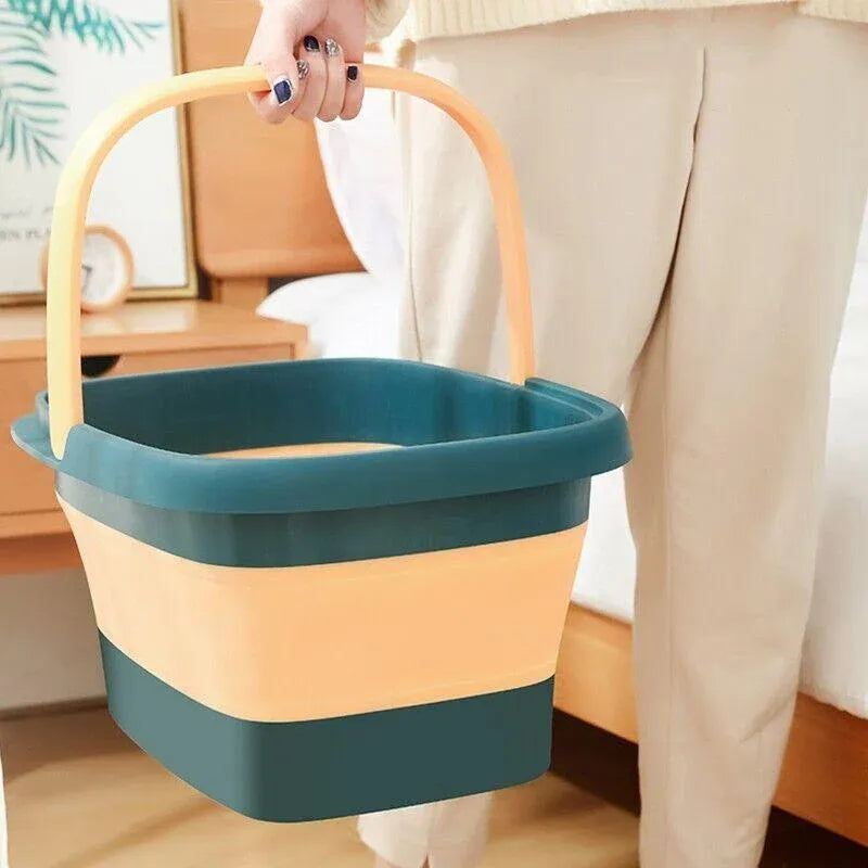 Folding Foot Spa Pedicure Bath Massage Tub Bucket Feet Basin Therapy Luxury - Blue