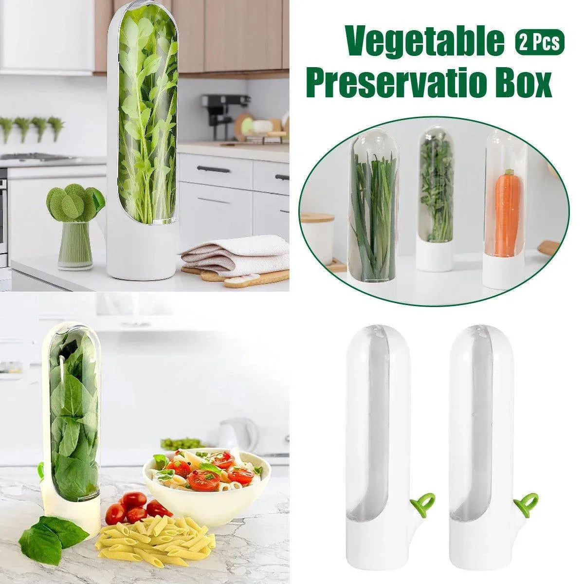 2pcs Fresh Box Vegetable Crisper Fridge Storage Container for Kitchen Use