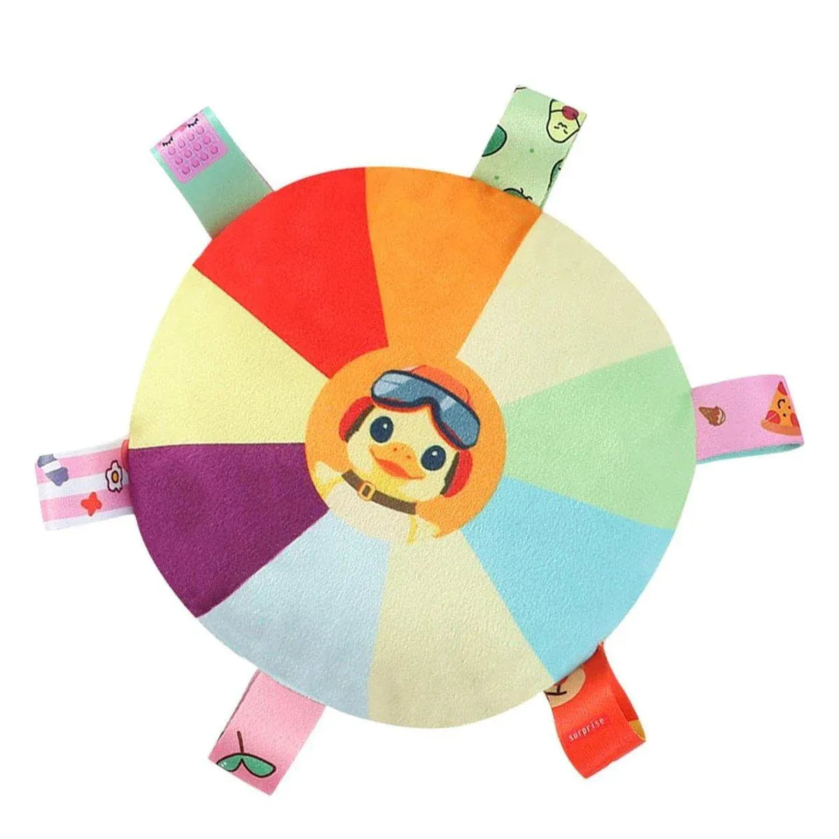 Plush Duck-Pattern Dog Fetch Disc with Bell - 16 cm