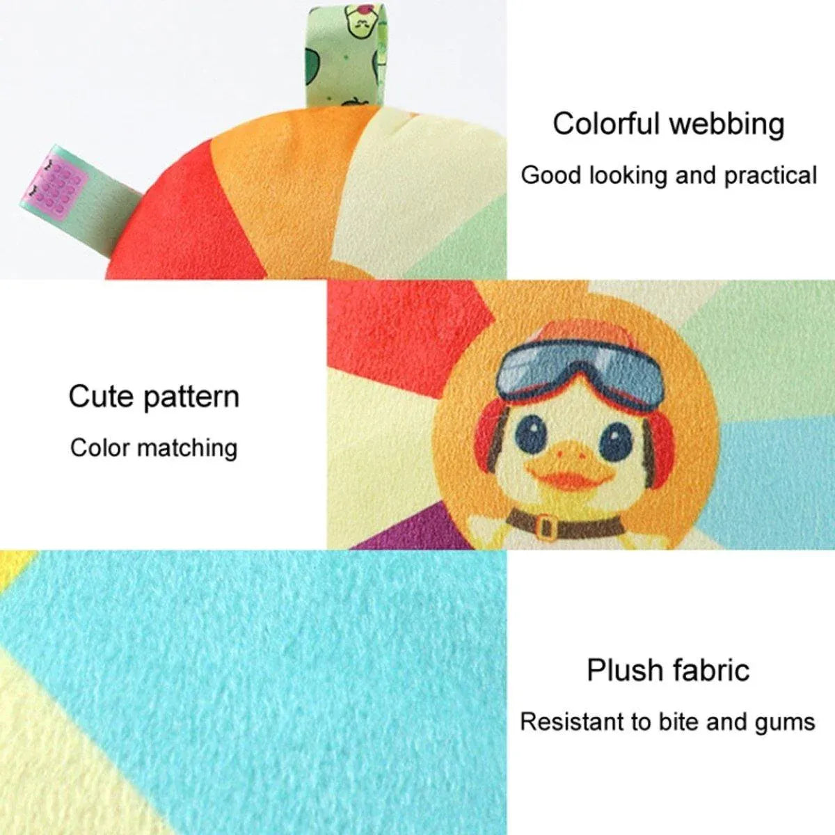 Plush Duck-Pattern Dog Fetch Disc with Bell - 16 cm