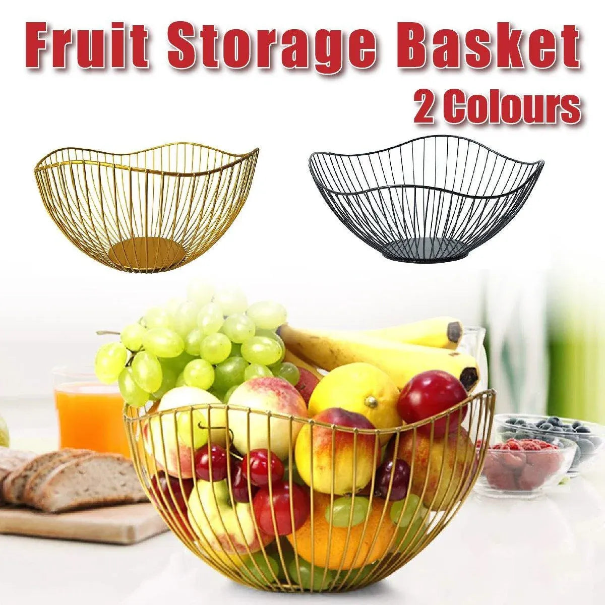Large Iron Fruit Storage Basket Home Decor Snack Candy Plate Living Room Basket - Black — product photo 2