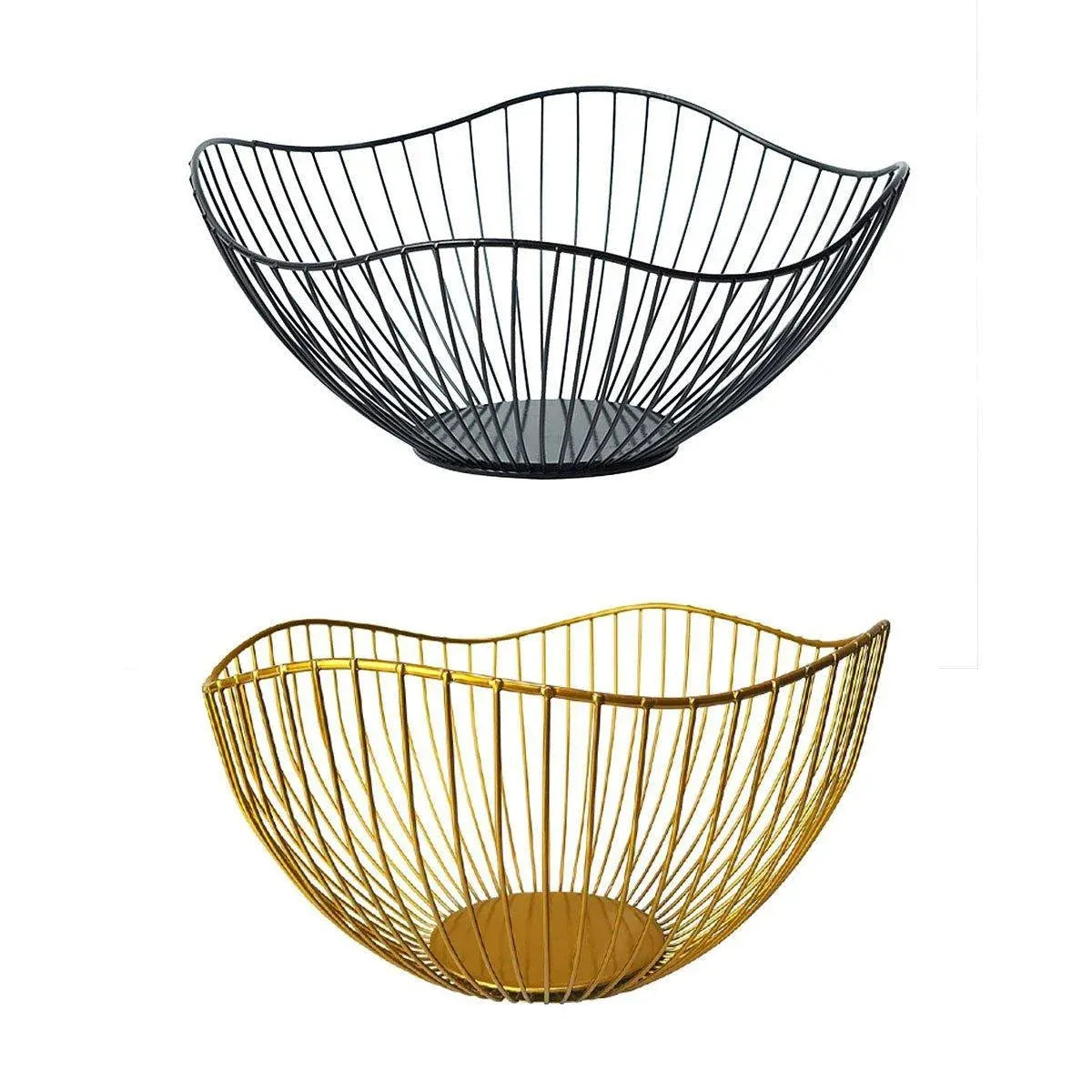 Large Iron Fruit Storage Basket Home Decor Snack Candy Plate Living Room Basket - Gold — product photo 3