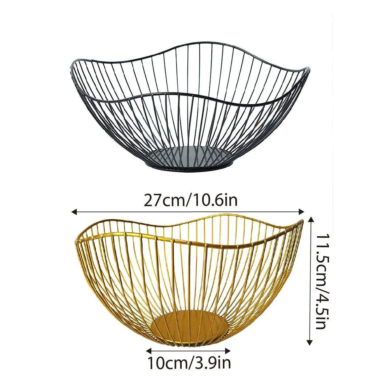 Large Iron Fruit Storage Basket Home Decor Snack Candy Plate Living Room Basket - Gold — product photo 4