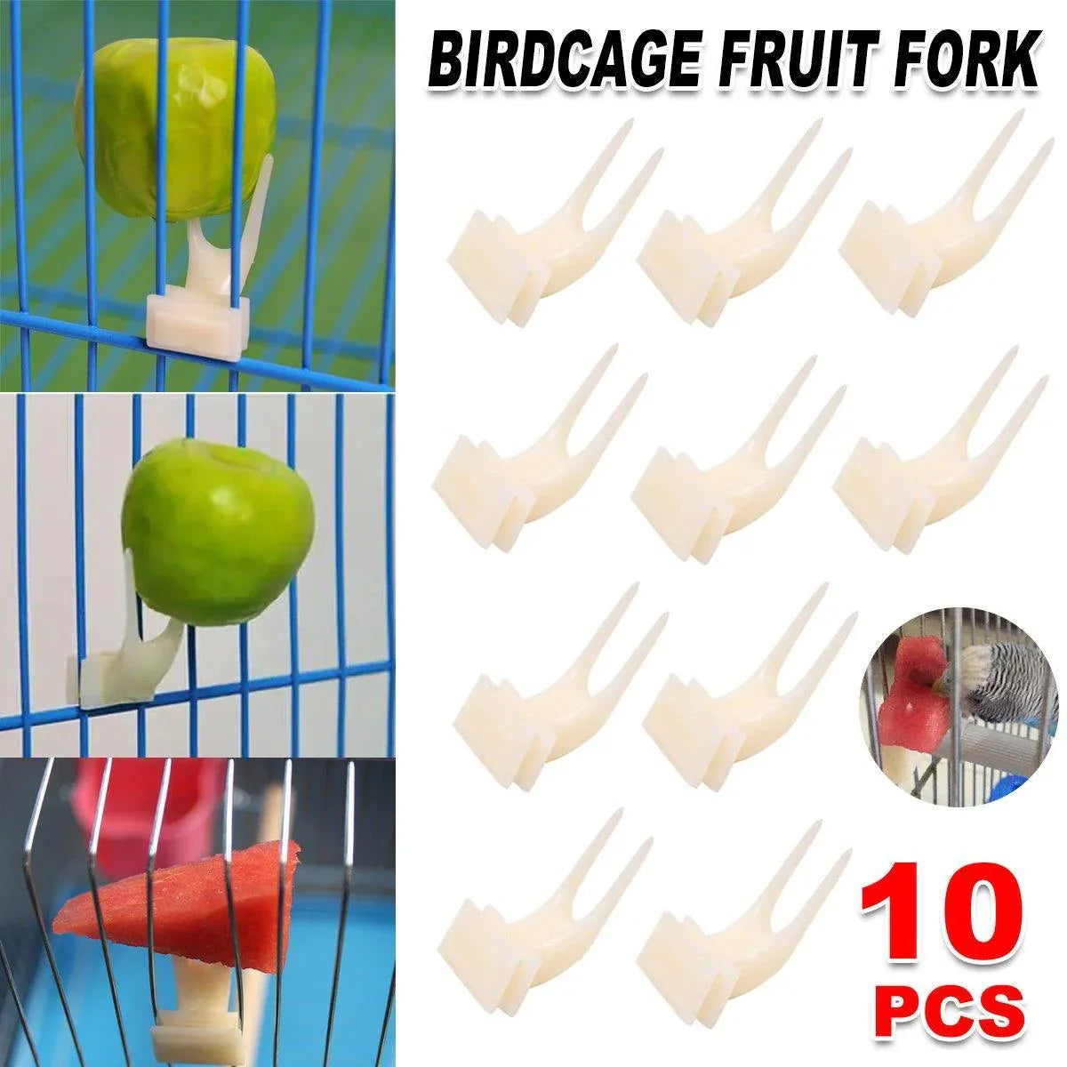 Clip-On Plastic Bird Fruit Forks - Beige, 10-Pack