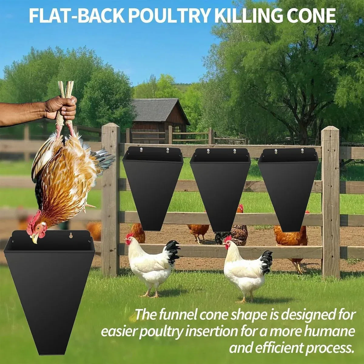 Metal Wall-Mount Poultry Restraint Cone - Black, 35.4 cm