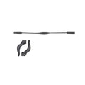 Silicone Glasses Strap and Ear Grip Set Eyeglasses Holder Cord with Hooks 20cm - Black