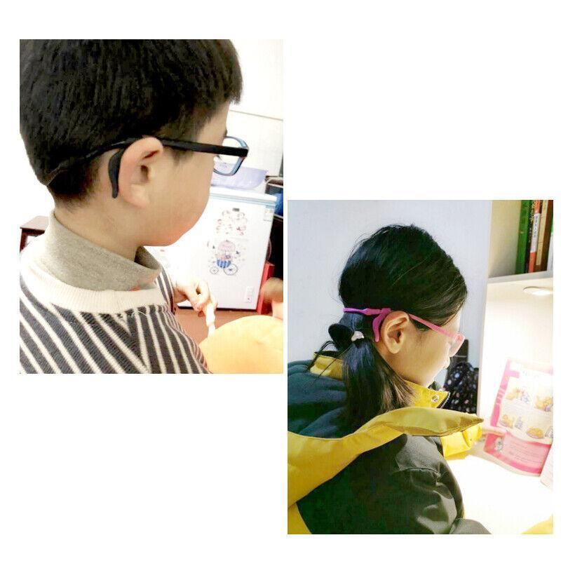 Silicone Glasses Strap and Ear Grip Set Eyeglasses Holder Cord with Hooks 20cm - Black