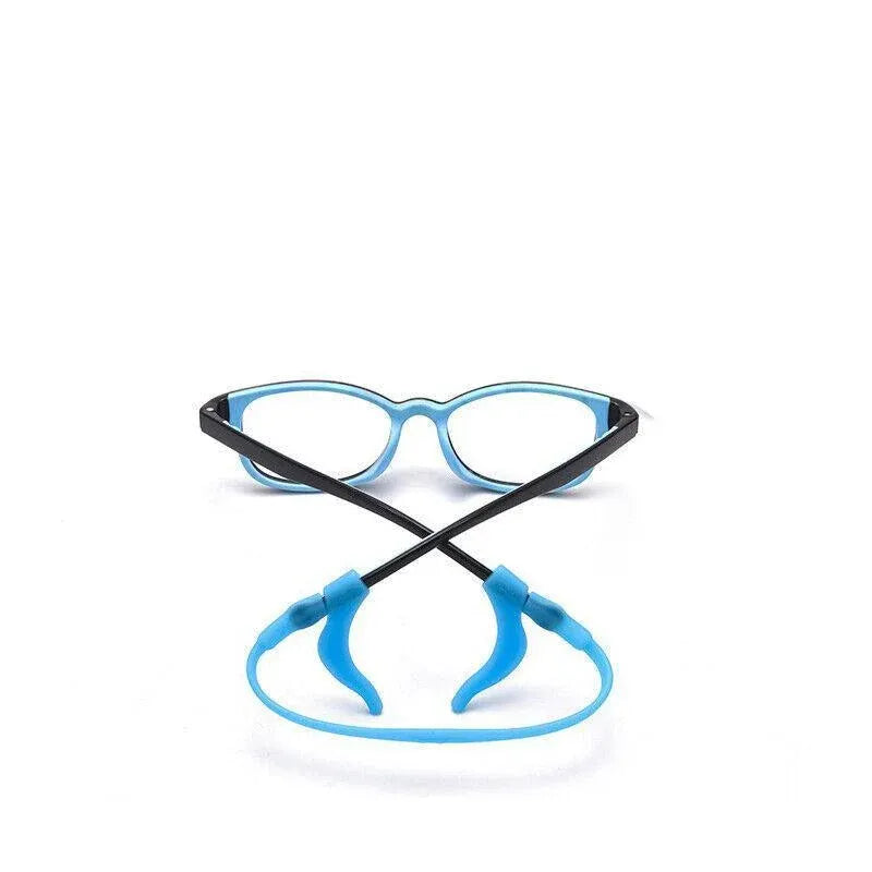 Silicone Glasses Strap and Ear Grip Set Eyeglasses Holder Cord with Hooks 20cm - Black