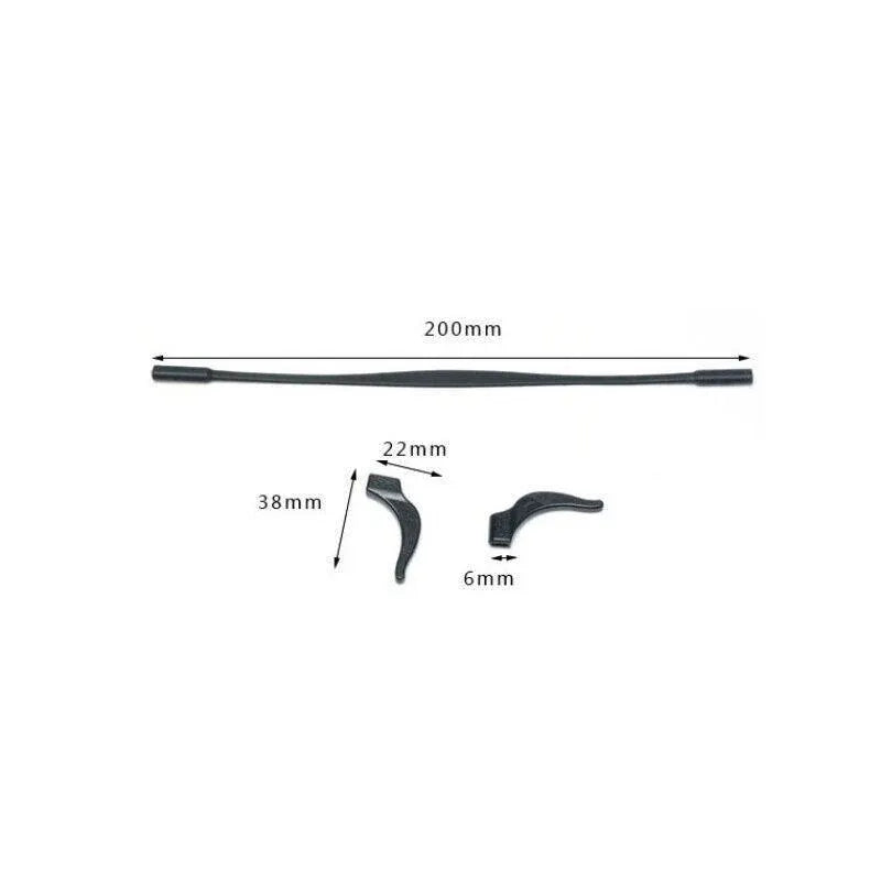 Silicone Glasses Strap and Ear Grip Set Eyeglasses Holder Cord with Hooks 20cm - Black
