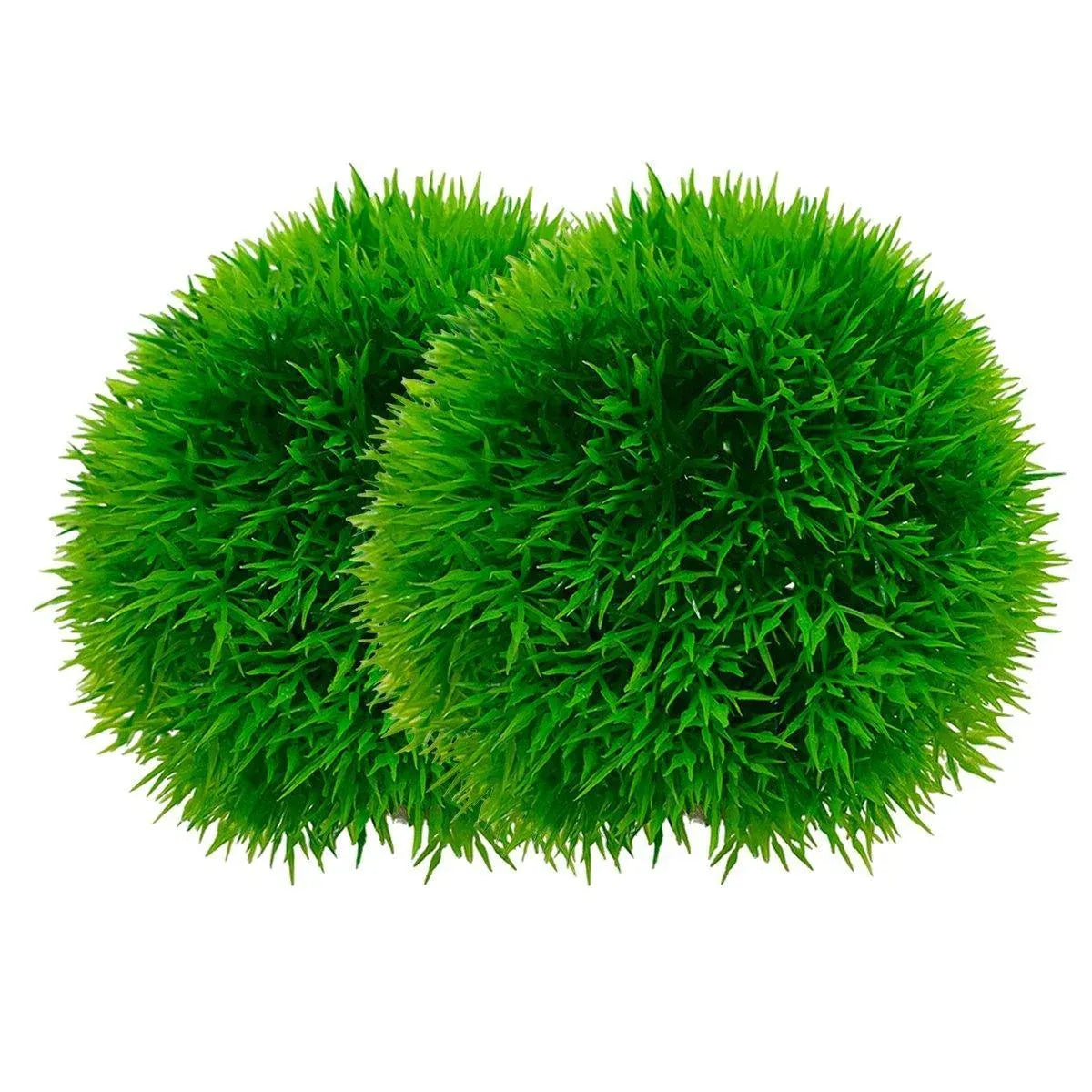 Green Artificial Aquarium Grass Balls - Large, 11.5 cm, 2-Pack