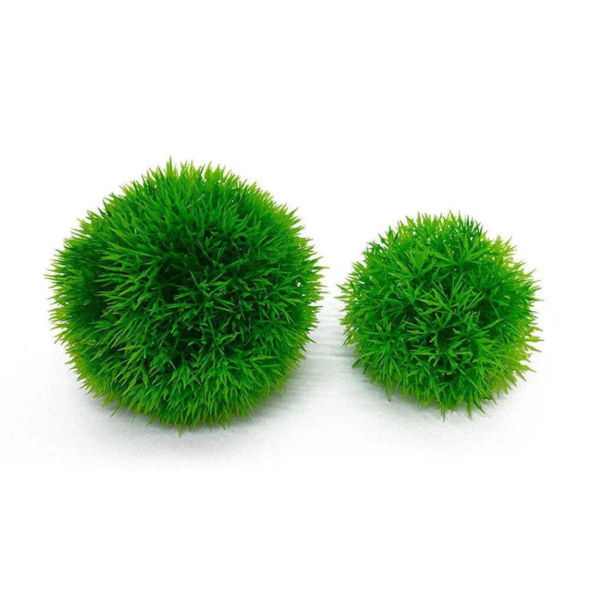 Green Artificial Aquarium Grass Balls - Large, 11.5 cm, 2-Pack